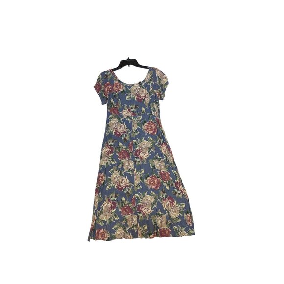 Vintage Jonathan Martin Floral Print Rayon Dress Size 11 - Picture 1 of 7